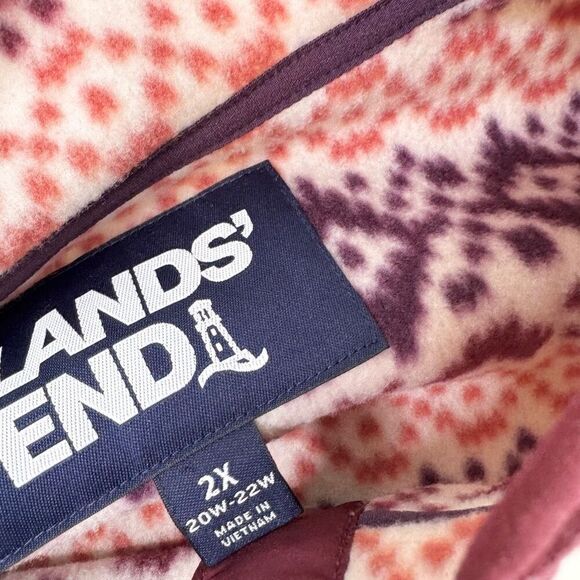 Lands' End Sweater Womens 2X Red Long-Sleeve Mock Snap Neck Henley Cabin Core - Picture 3 of 9